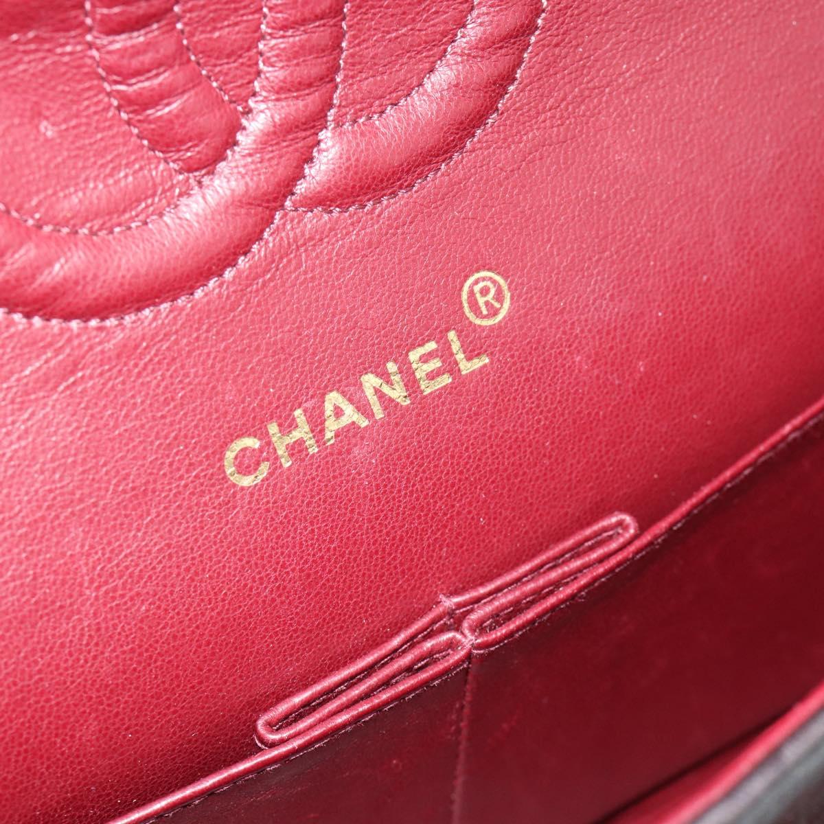 CHANEL Matelasse 25 Chain Shoulder Bag Lamb Skin Black Gold CC Auth 189017V