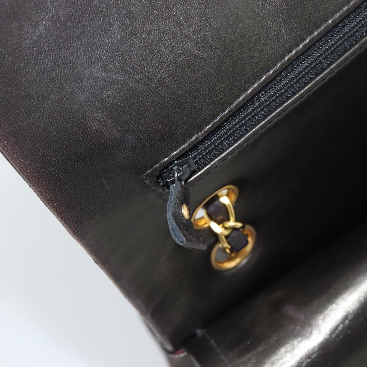 CHANEL Matelasse 25 Chain Shoulder Bag Lamb Skin Black Gold CC Auth 189017V