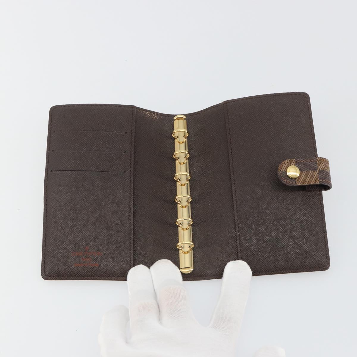 LOUIS VUITTON Damier Ebene Agenda PM Day Planner Cover R20700 LV Auth 189019
