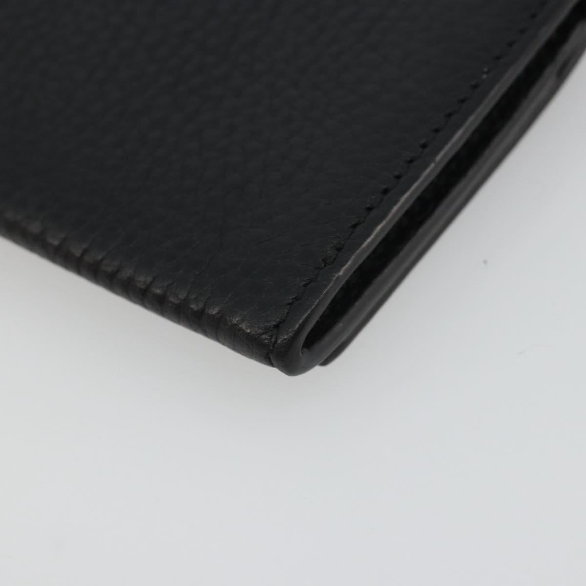 GUCCI Card Case Leather Black Silver Auth 189021A