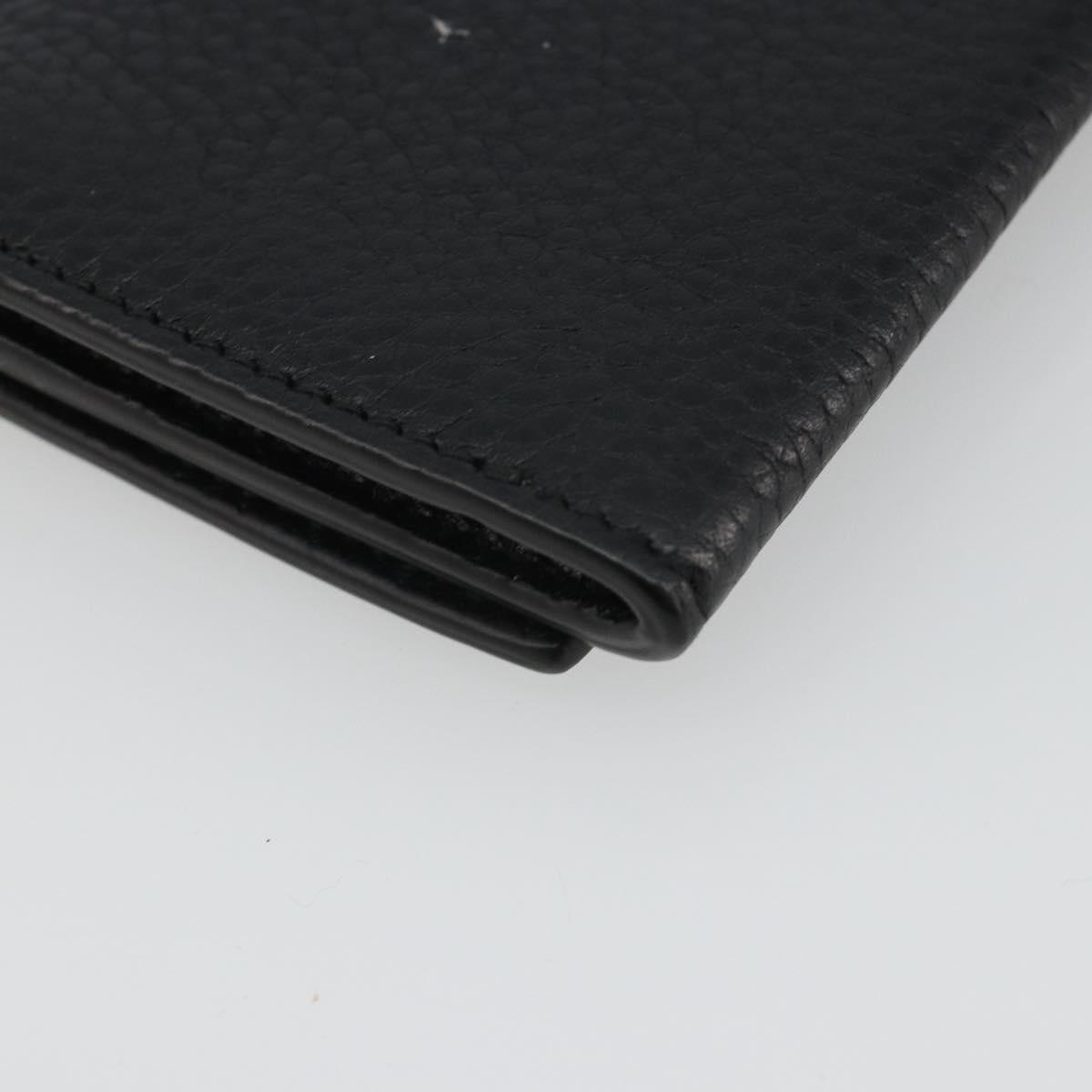 GUCCI Card Case Leather Black Silver Auth 189021A