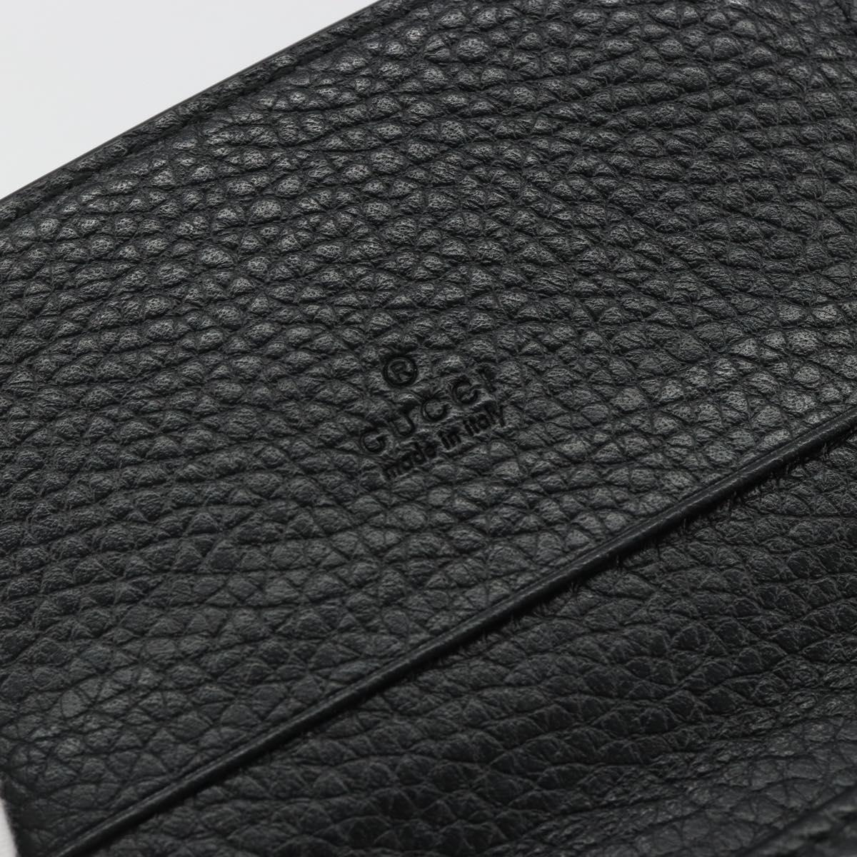 GUCCI Card Case Leather Black Silver Auth 189021A