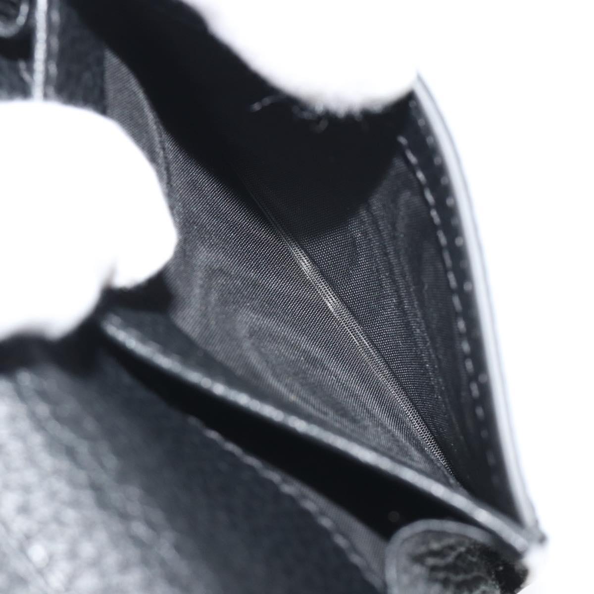 GUCCI Card Case Leather Black Silver Auth 189021A