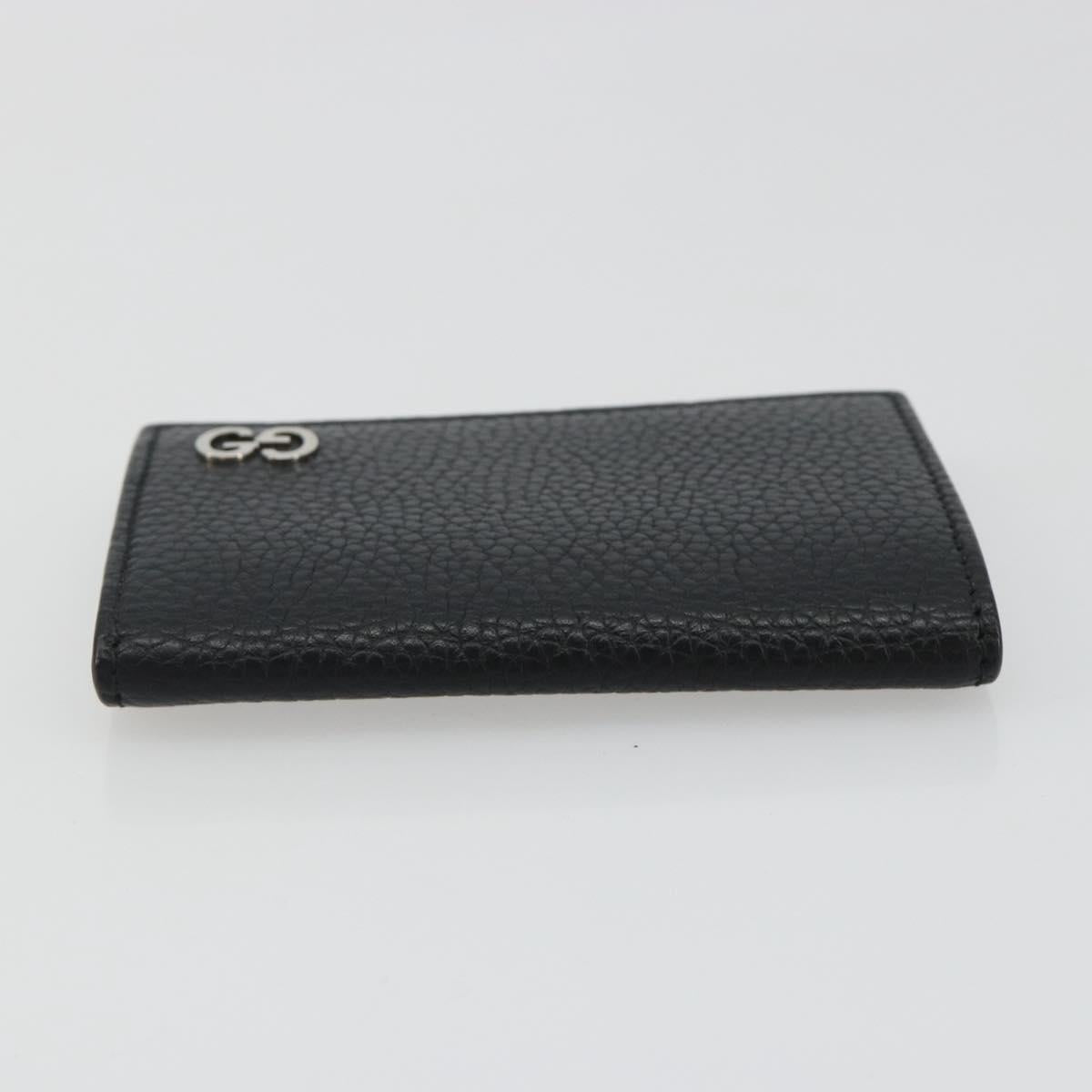 GUCCI Card Case Leather Black Silver Auth 189021A