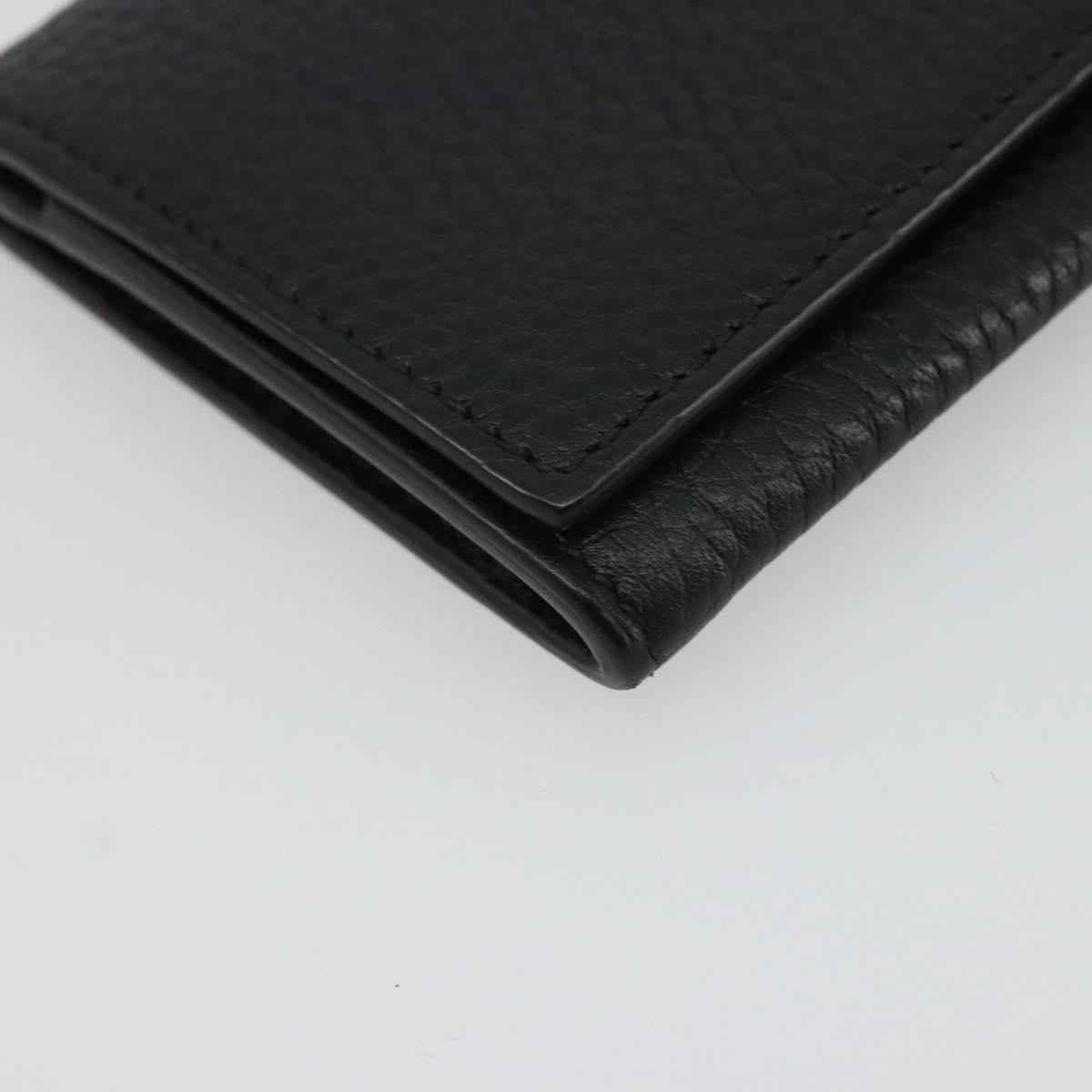 GUCCI Card Case Leather Black Silver Auth 189021A