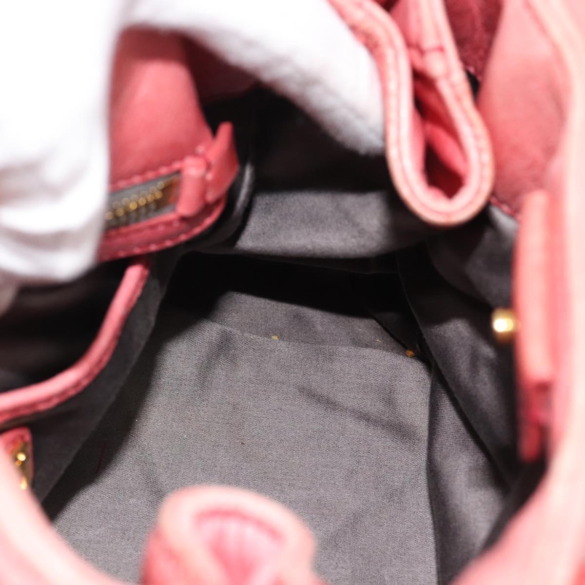 Miu Miu Ribbon Hand Bag Leather 2way Pink Gold Auth 189027A