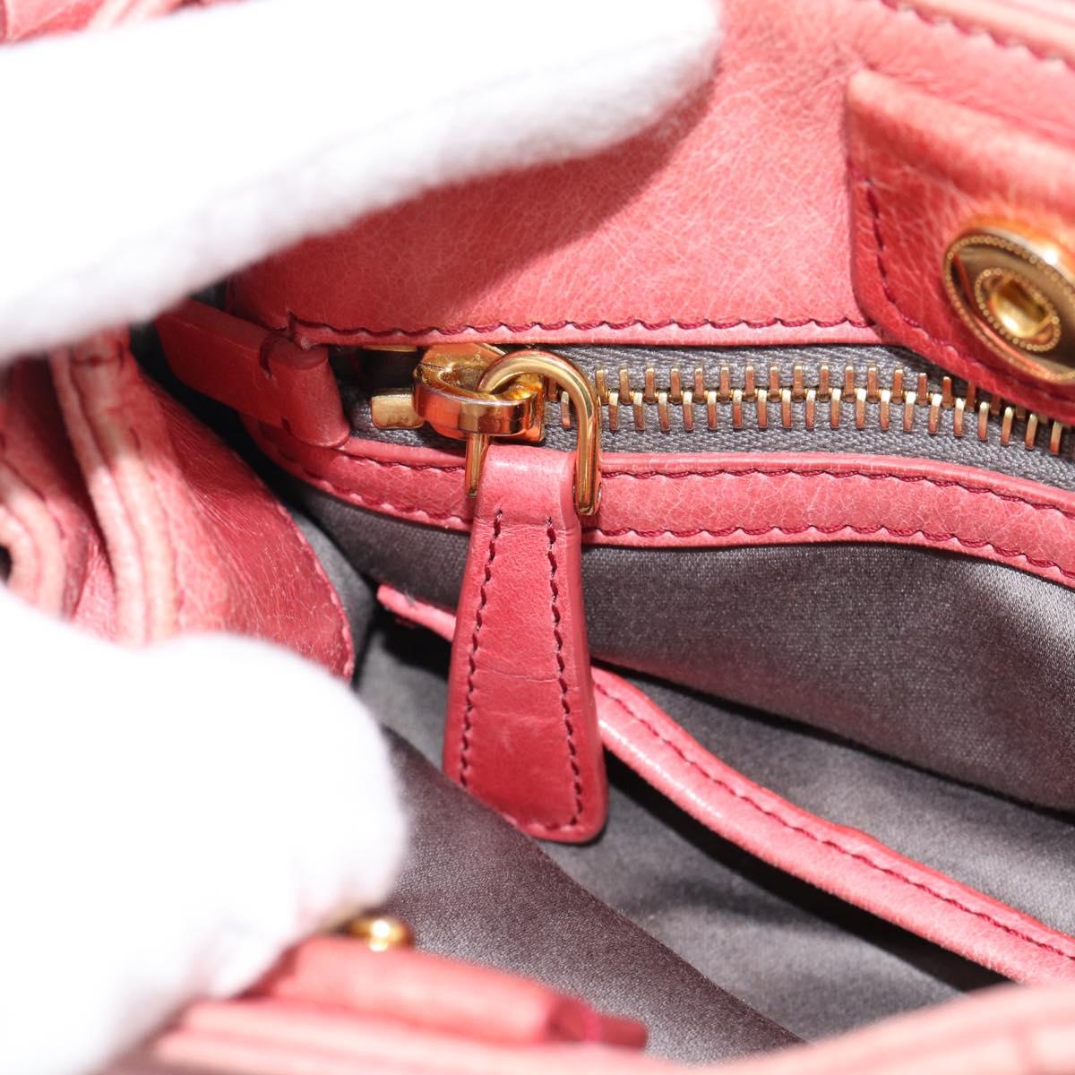 Miu Miu Ribbon Hand Bag Leather 2way Pink Gold Auth 189027A