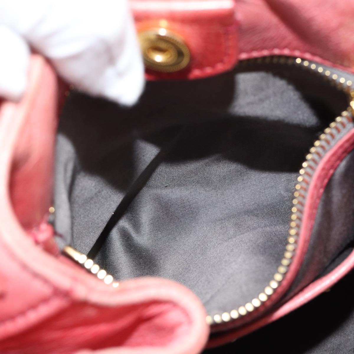 Miu Miu Ribbon Hand Bag Leather 2way Pink Gold Auth 189027A