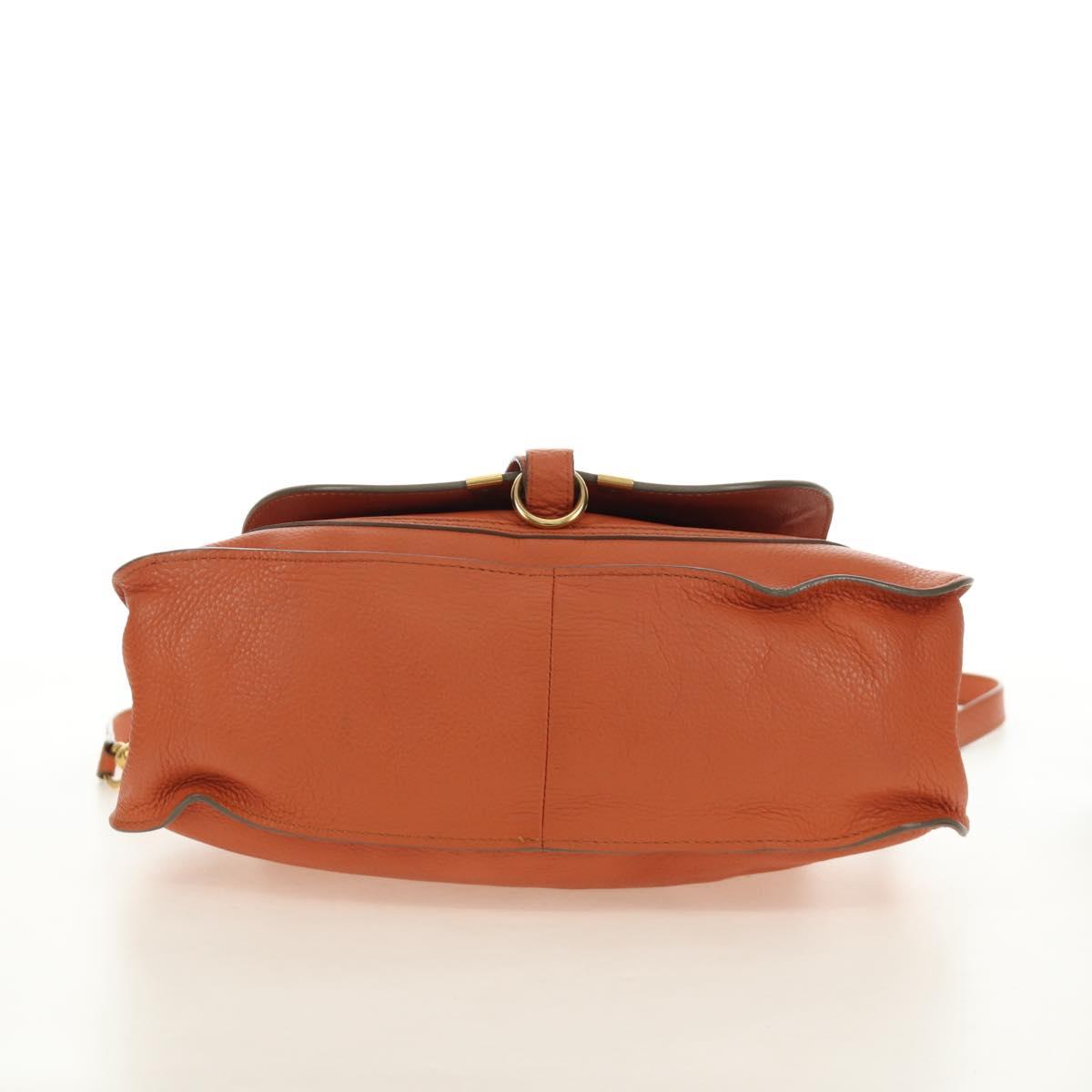 Chloe Marcie Hand Bag Leather 2way Orange Gold Auth 189042A