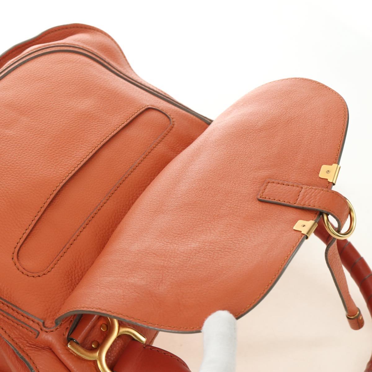 Chloe Marcie Hand Bag Leather 2way Orange Gold Auth 189042A