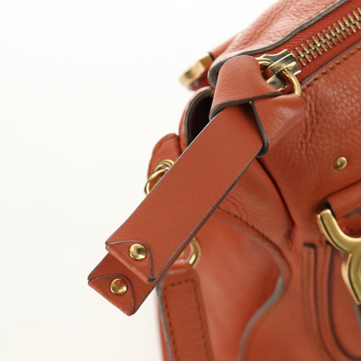 Chloe Marcie Hand Bag Leather 2way Orange Gold Auth 189042A