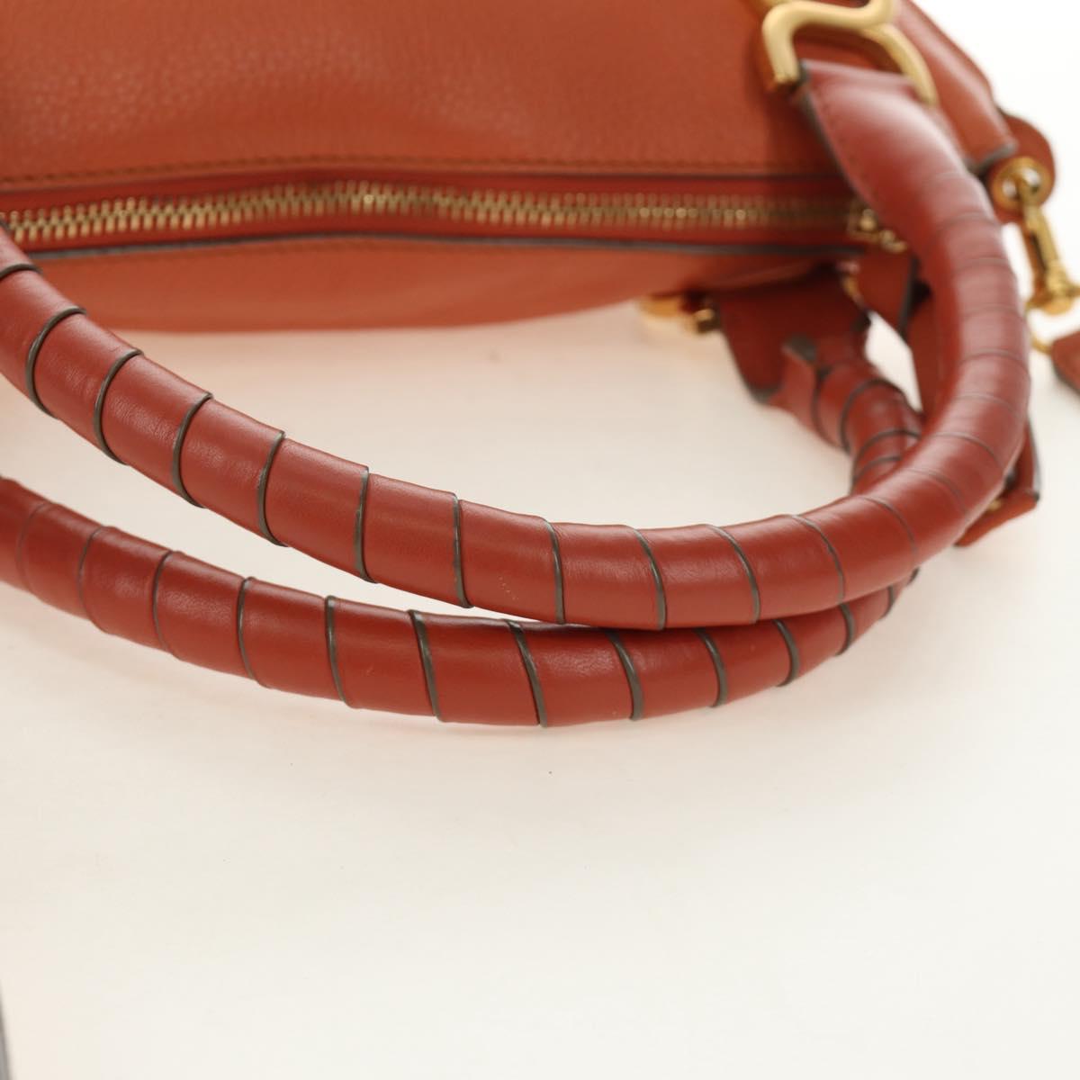 Chloe Marcie Hand Bag Leather 2way Orange Gold Auth 189042A