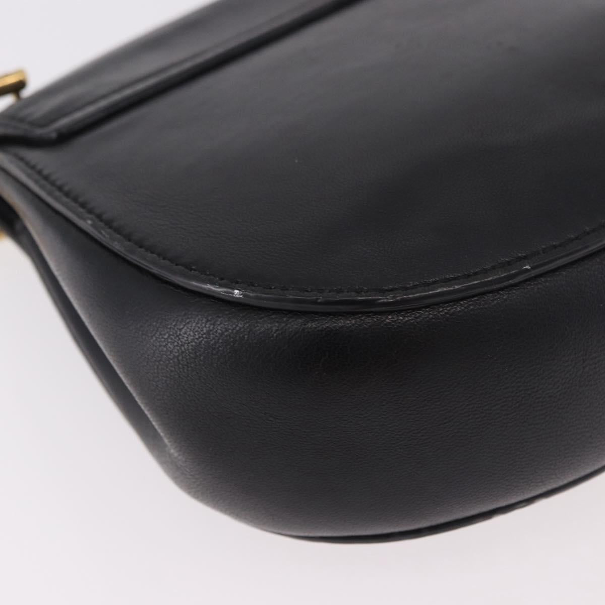 Chloe Drew Chain Shoulder Bag Leather Black Gold Auth 189046A