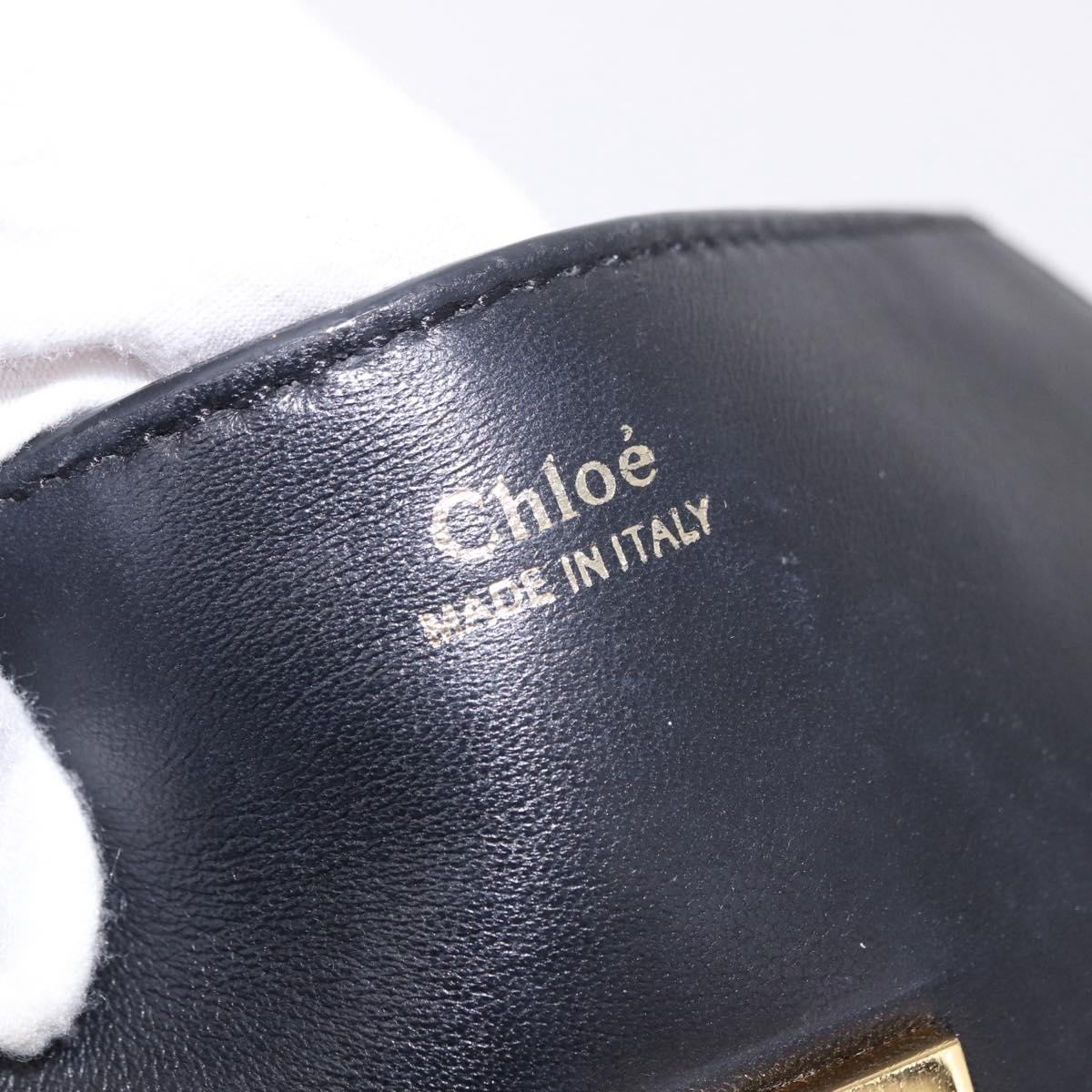 Chloe Drew Chain Shoulder Bag Leather Black Gold Auth 189046A