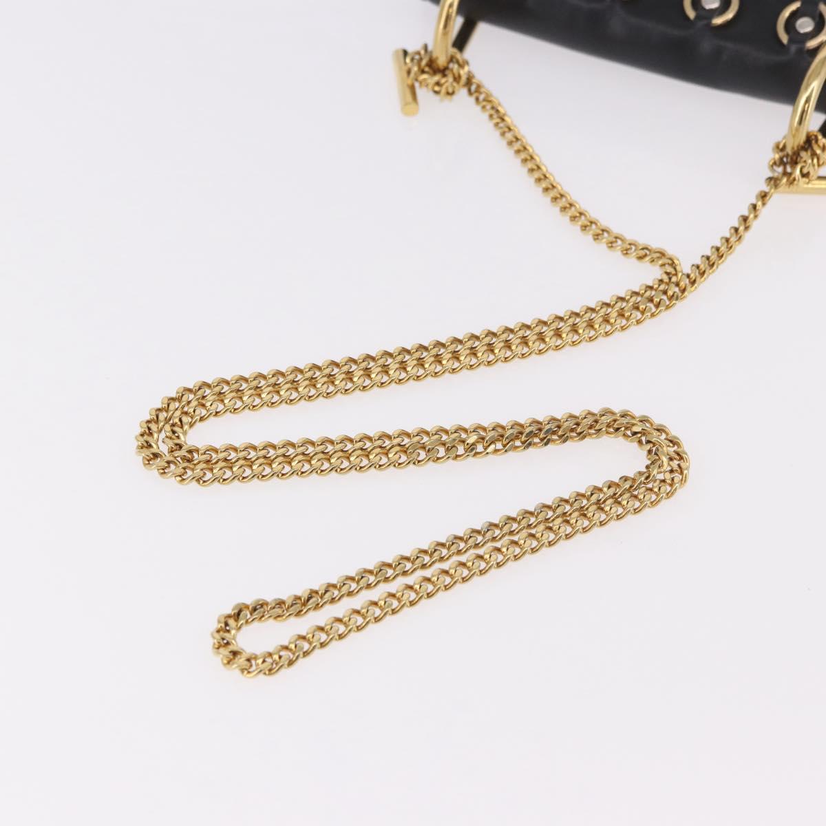 Chloe Drew Chain Shoulder Bag Leather Black Gold Auth 189046A