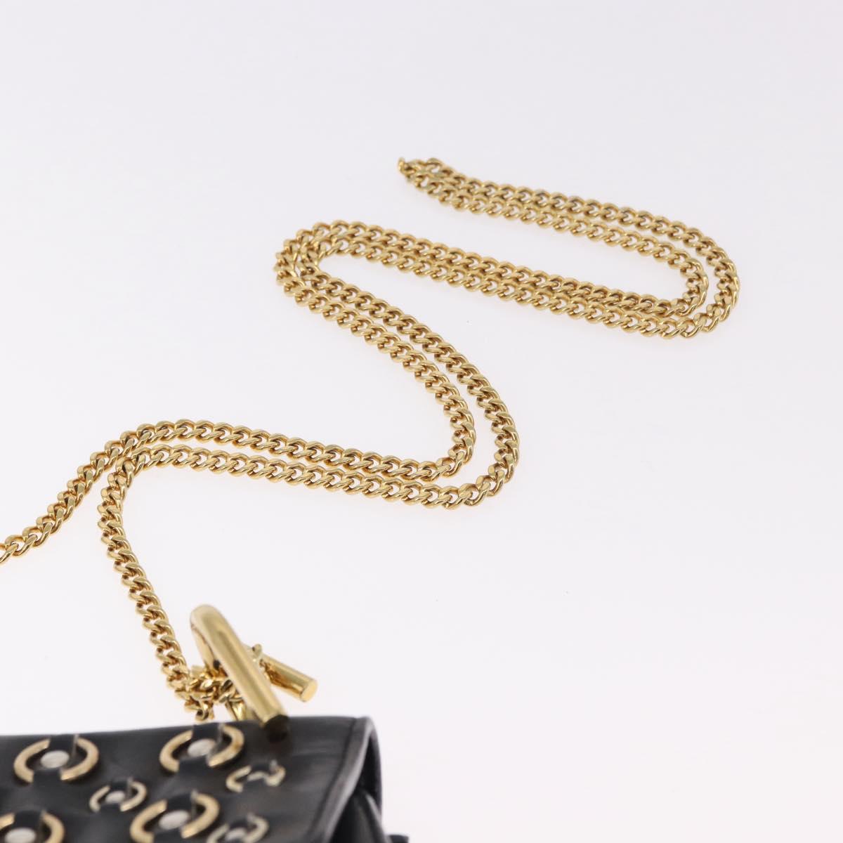 Chloe Drew Chain Shoulder Bag Leather Black Gold Auth 189046A