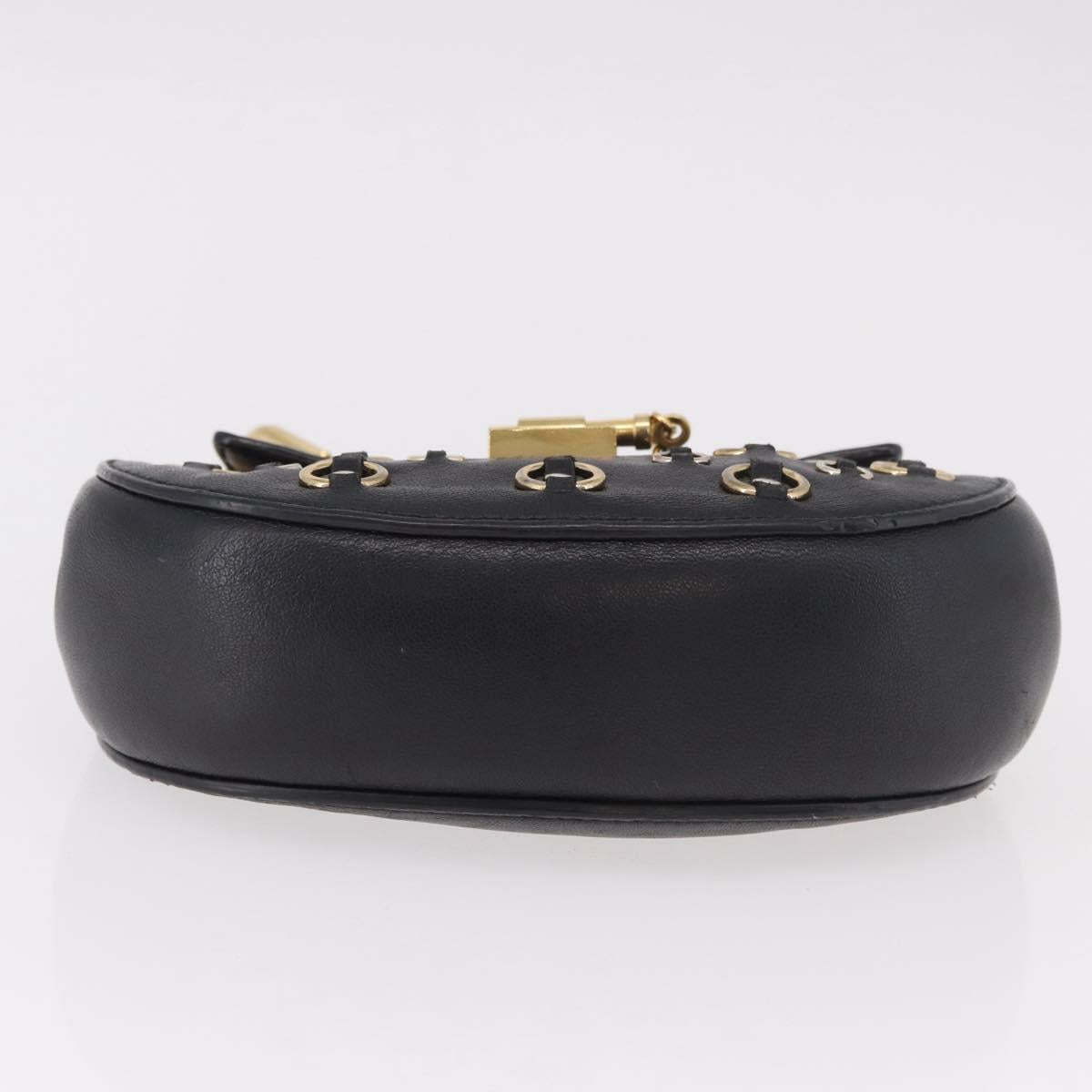 Chloe Drew Chain Shoulder Bag Leather Black Gold Auth 189046A