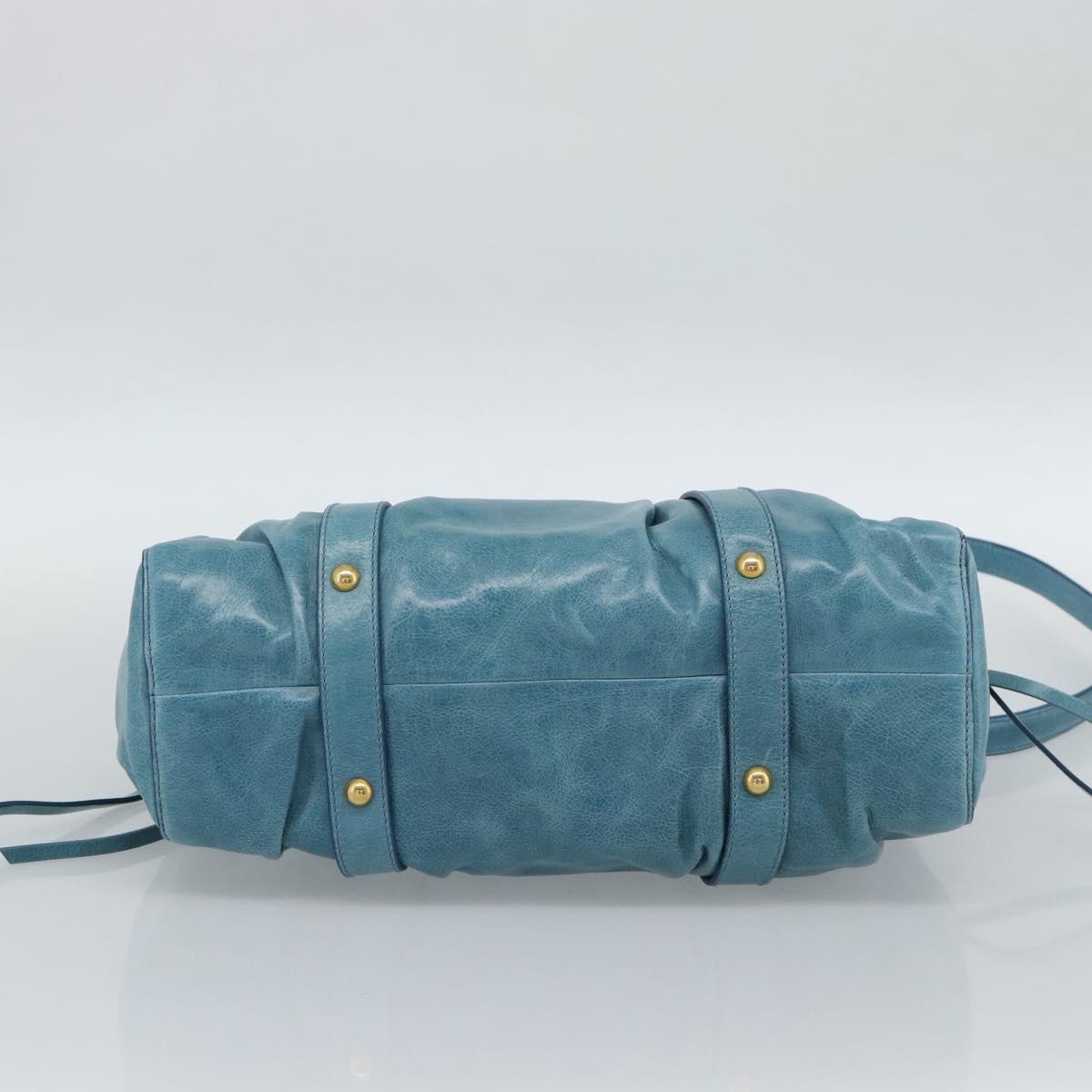 Miu Miu Hand Bag Leather 2way Blue Gold Auth 189047M