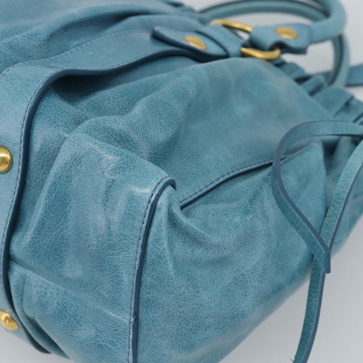 Miu Miu Hand Bag Leather 2way Blue Gold Auth 189047M