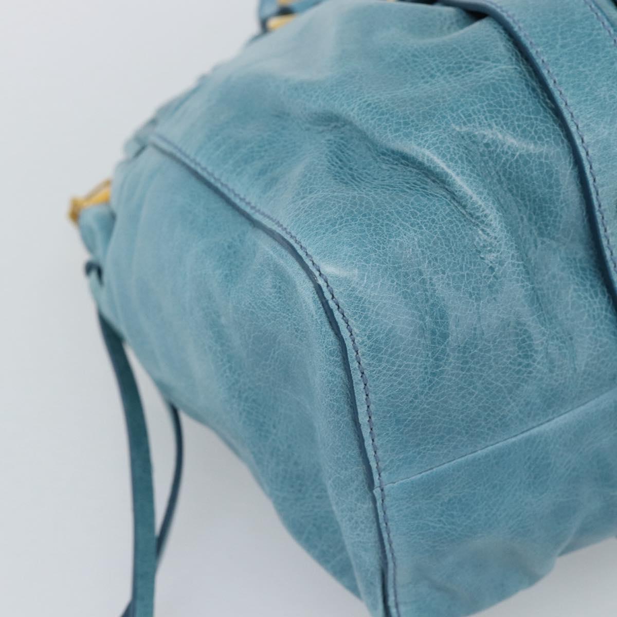 Miu Miu Hand Bag Leather 2way Blue Gold Auth 189047M