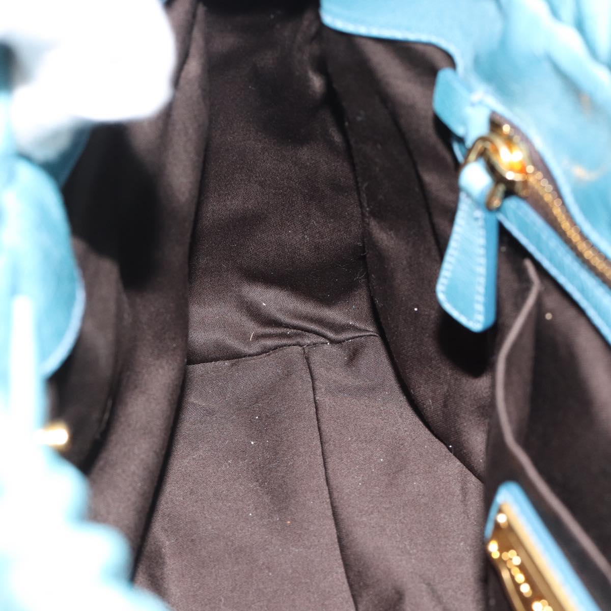 Miu Miu Hand Bag Leather 2way Blue Gold Auth 189047M