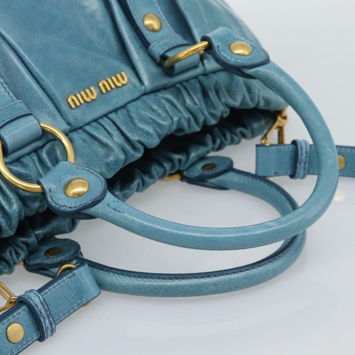 Miu Miu Hand Bag Leather 2way Blue Gold Auth 189047M