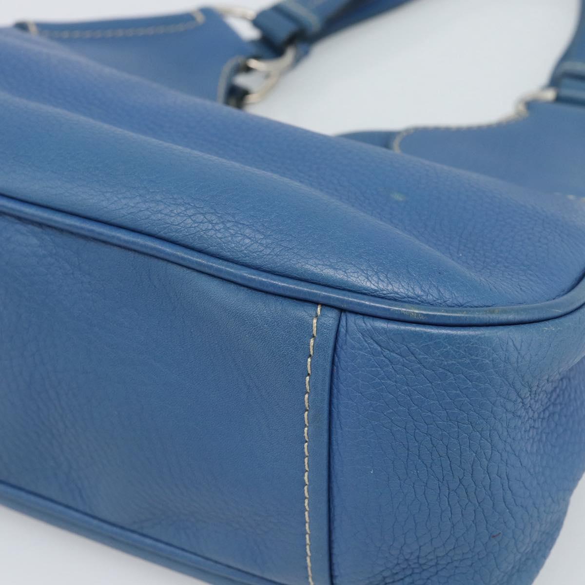 PRADA Hand Bag Vittero Dino Leather Blue Gold Auth 189048A