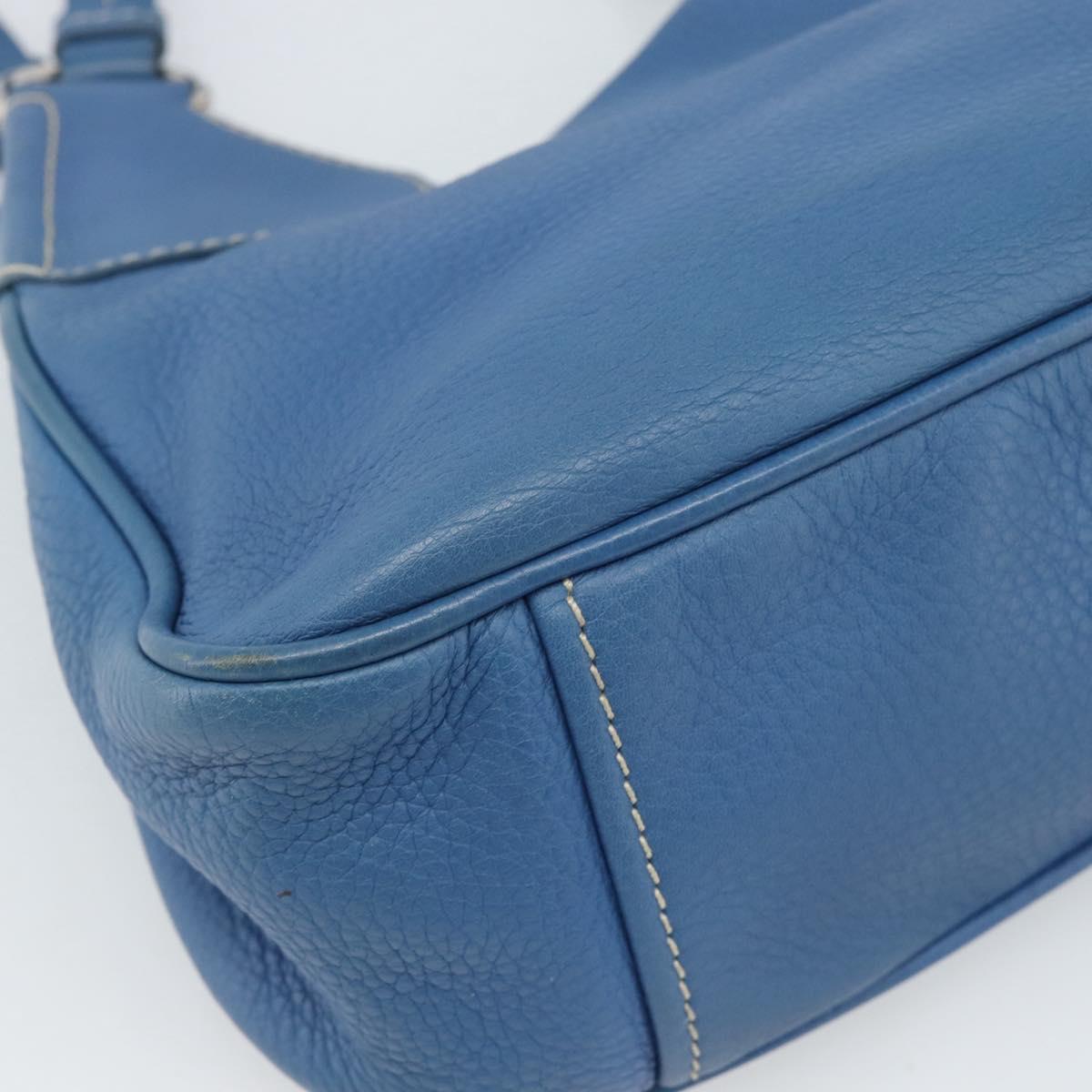 PRADA Hand Bag Vittero Dino Leather Blue Gold Auth 189048A