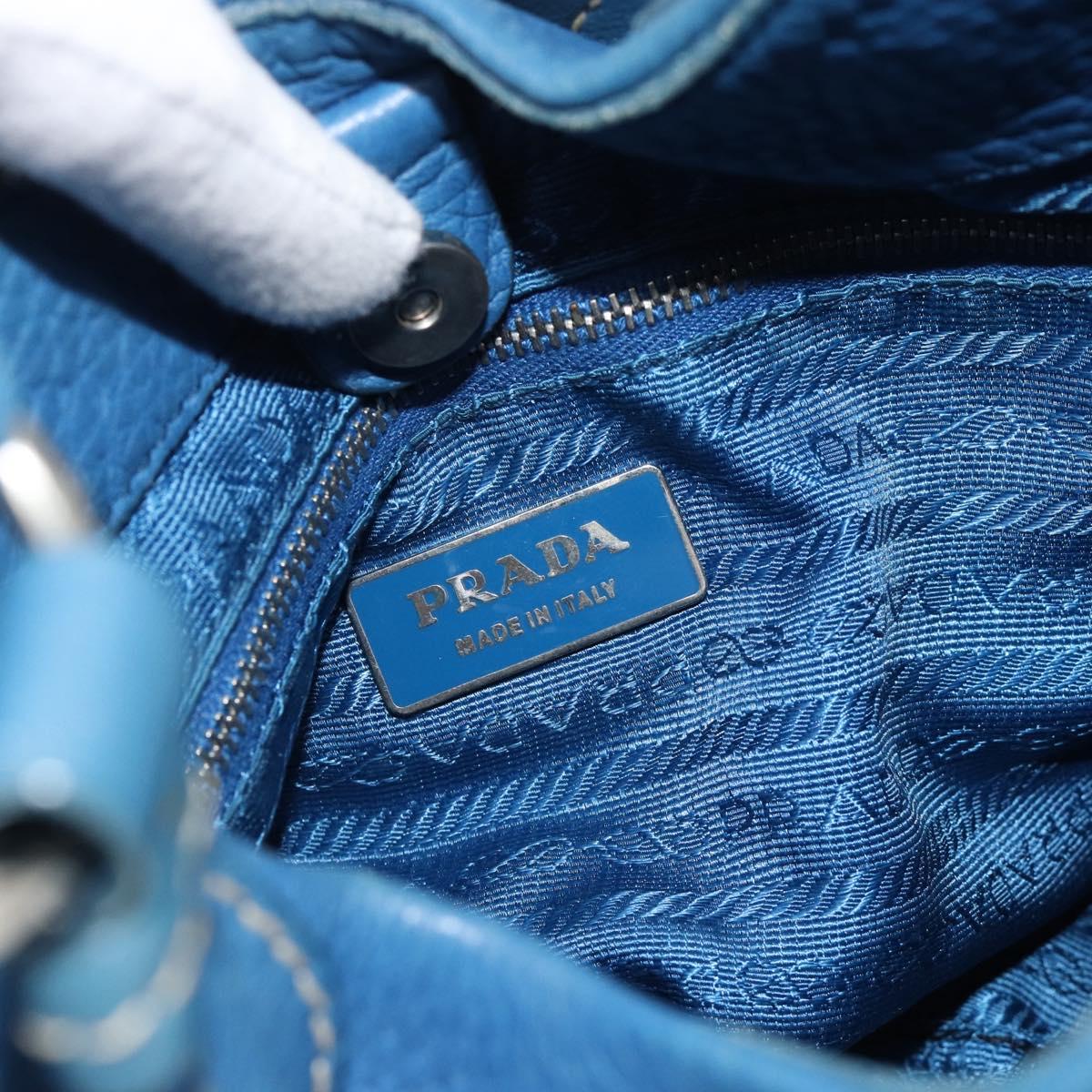 PRADA Hand Bag Vittero Dino Leather Blue Gold Auth 189048A