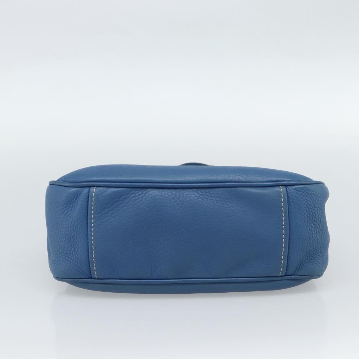 PRADA Hand Bag Vittero Dino Leather Blue Gold Auth 189048A