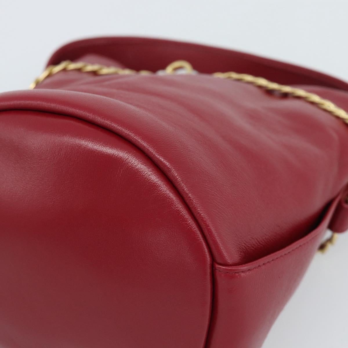PRADA Petit Sack Hand Bag Leather Red Gold Auth 189049SM