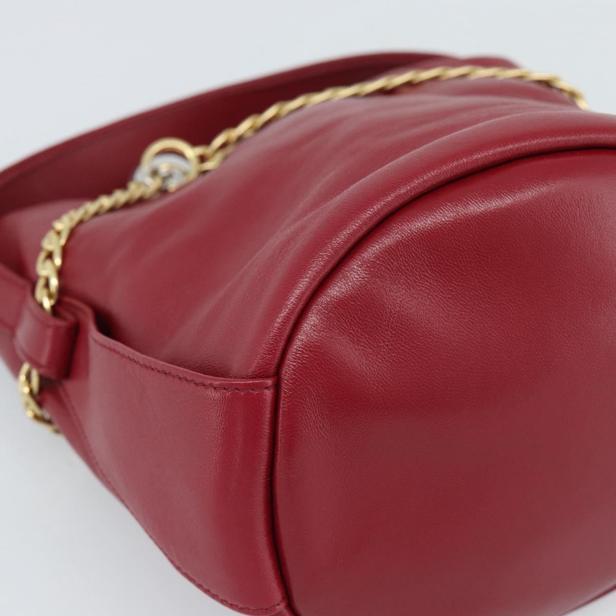 PRADA Petit Sack Hand Bag Leather Red Gold Auth 189049SM