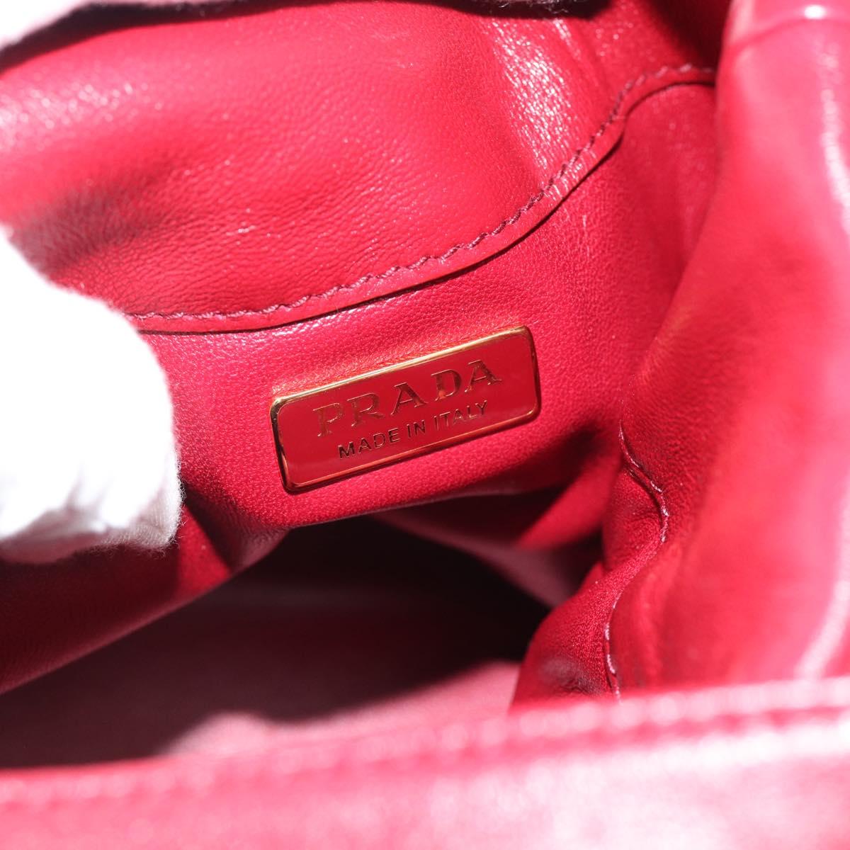 PRADA Petit Sack Hand Bag Leather Red Gold Auth 189049SM