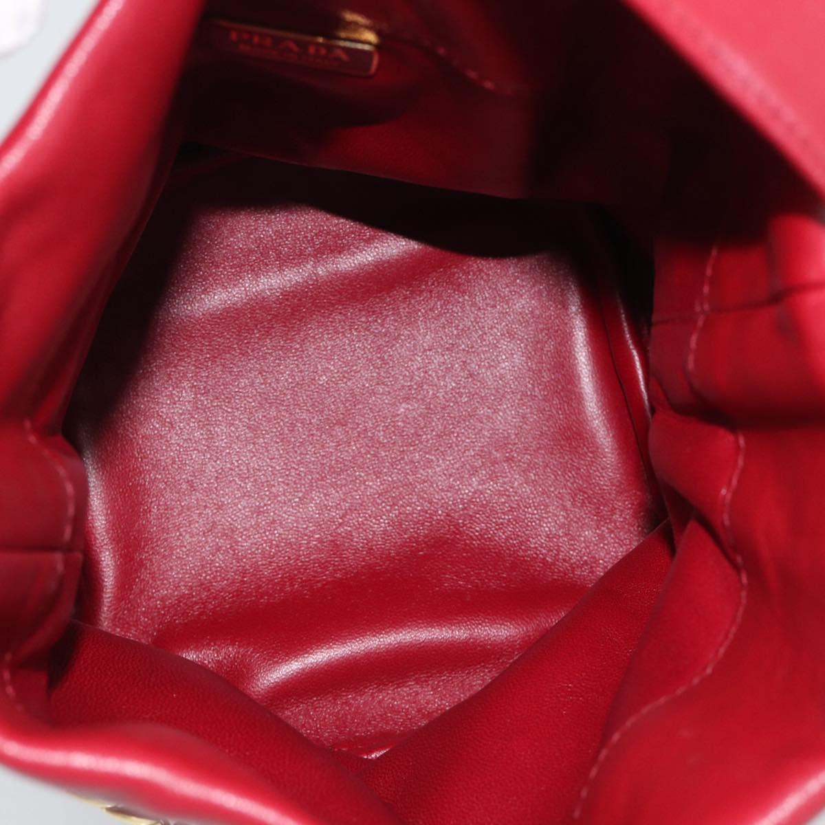 PRADA Petit Sack Hand Bag Leather Red Gold Auth 189049SM