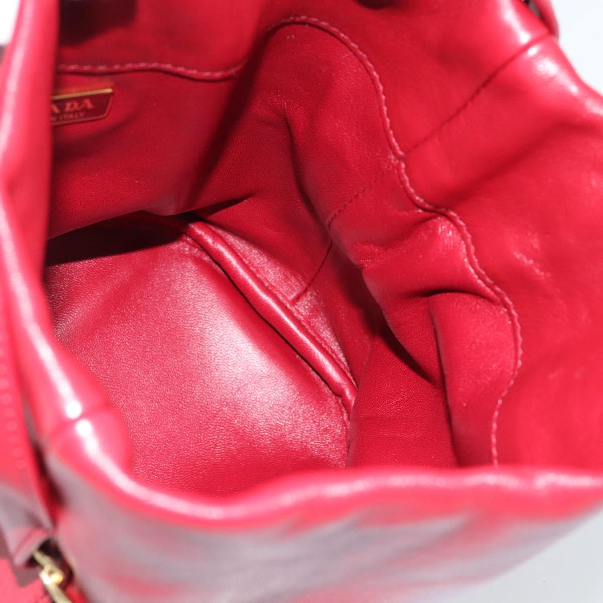 PRADA Petit Sack Hand Bag Leather Red Gold Auth 189049SM