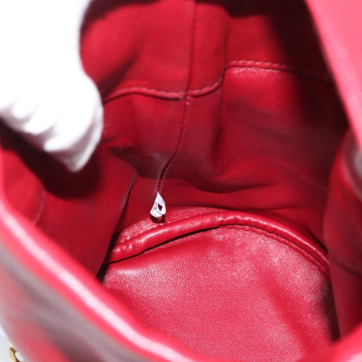 PRADA Petit Sack Hand Bag Leather Red Gold Auth 189049SM