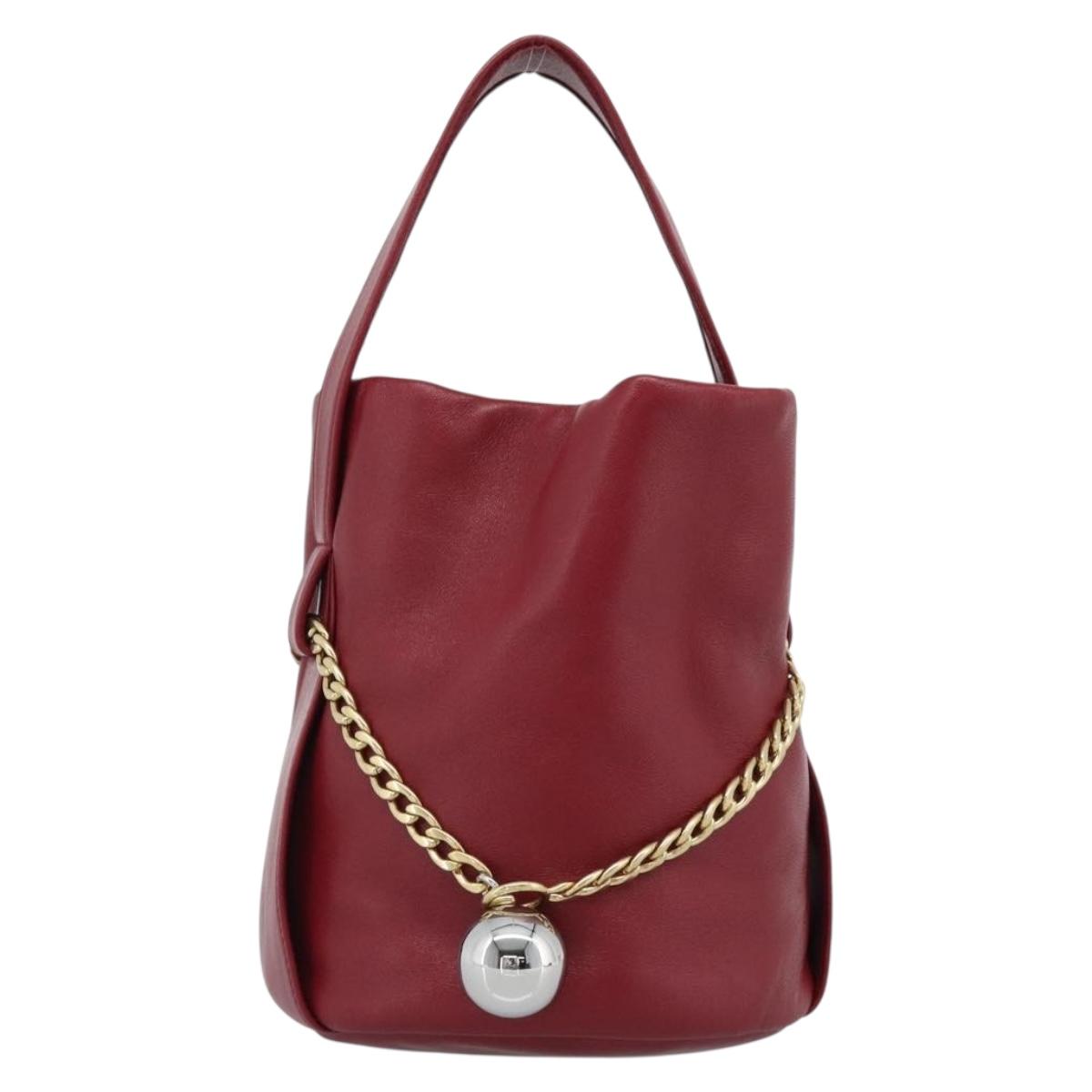 PRADA Petit Sack Hand Bag Leather Red Gold Auth 189049SM