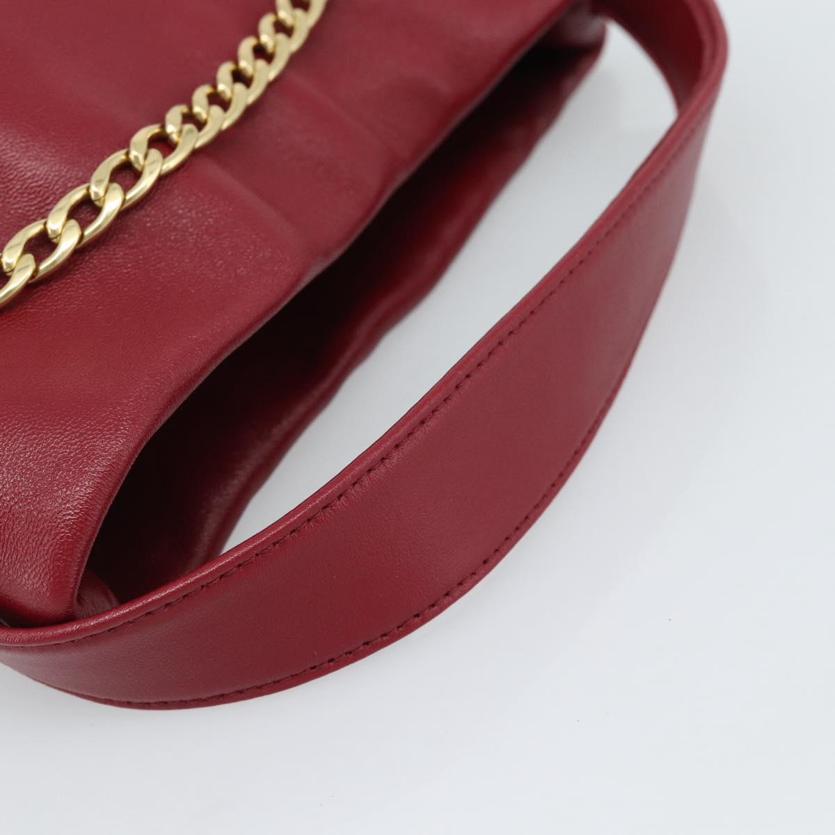 PRADA Petit Sack Hand Bag Leather Red Gold Auth 189049SM