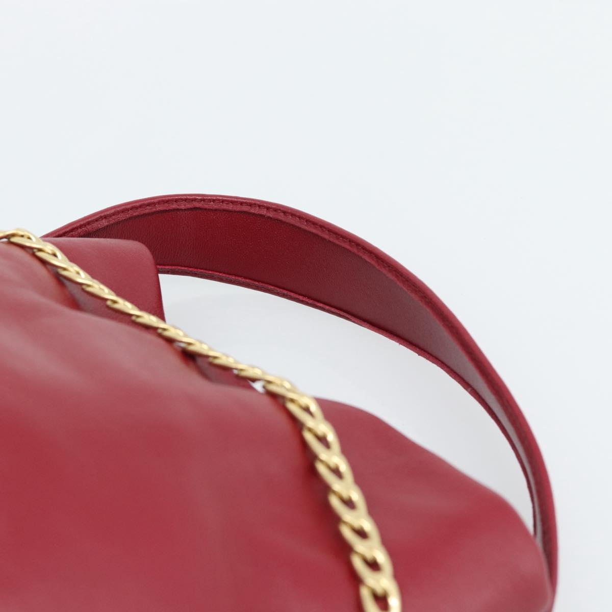 PRADA Petit Sack Hand Bag Leather Red Gold Auth 189049SM