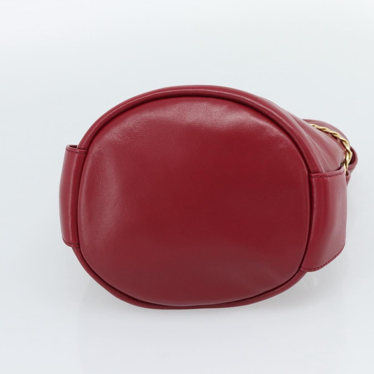 PRADA Petit Sack Hand Bag Leather Red Gold Auth 189049SM