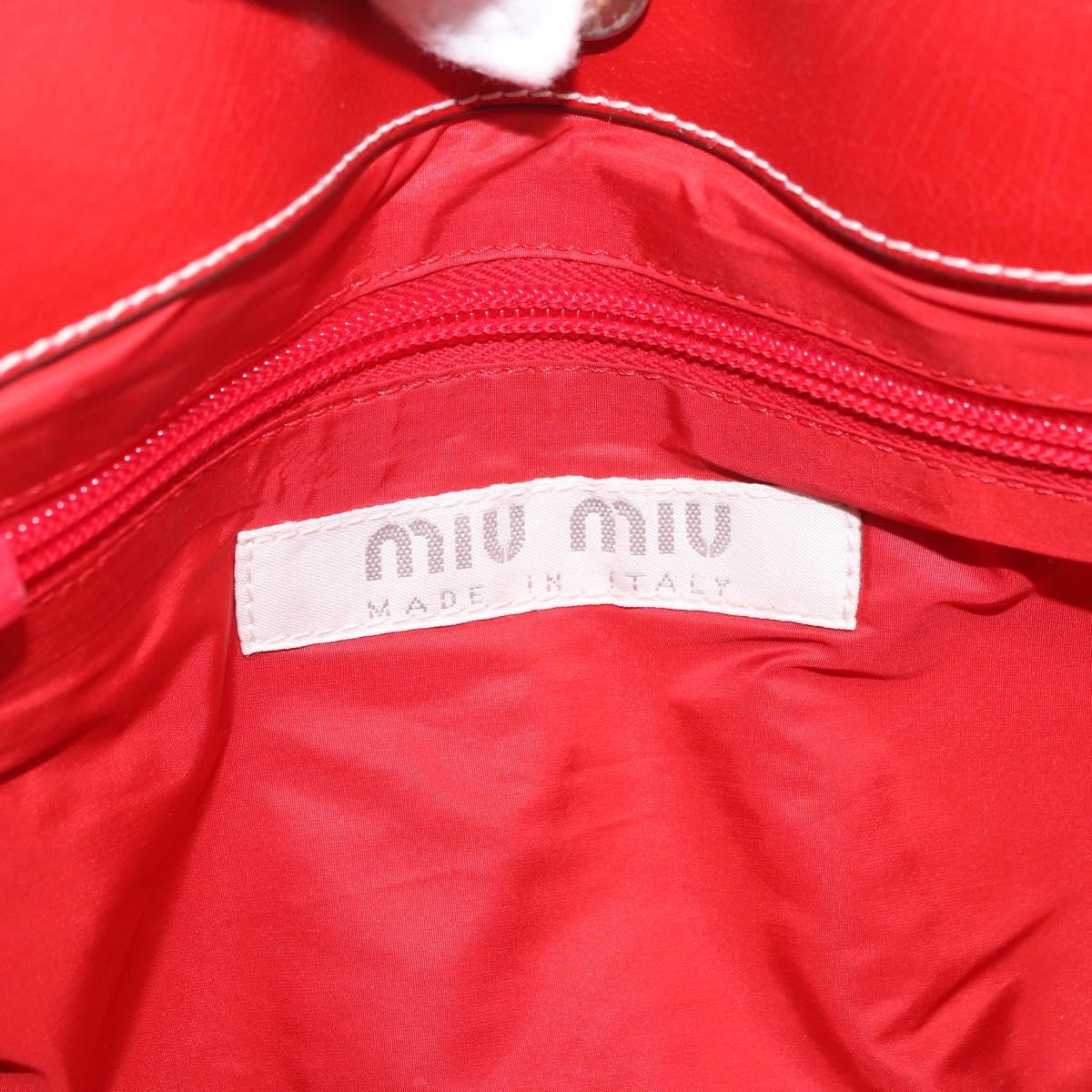Miu Miu Hand Bag Canvas White Gold Auth 189051A