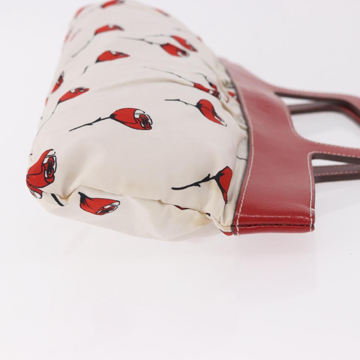 Miu Miu Hand Bag Canvas White Gold Auth 189051A