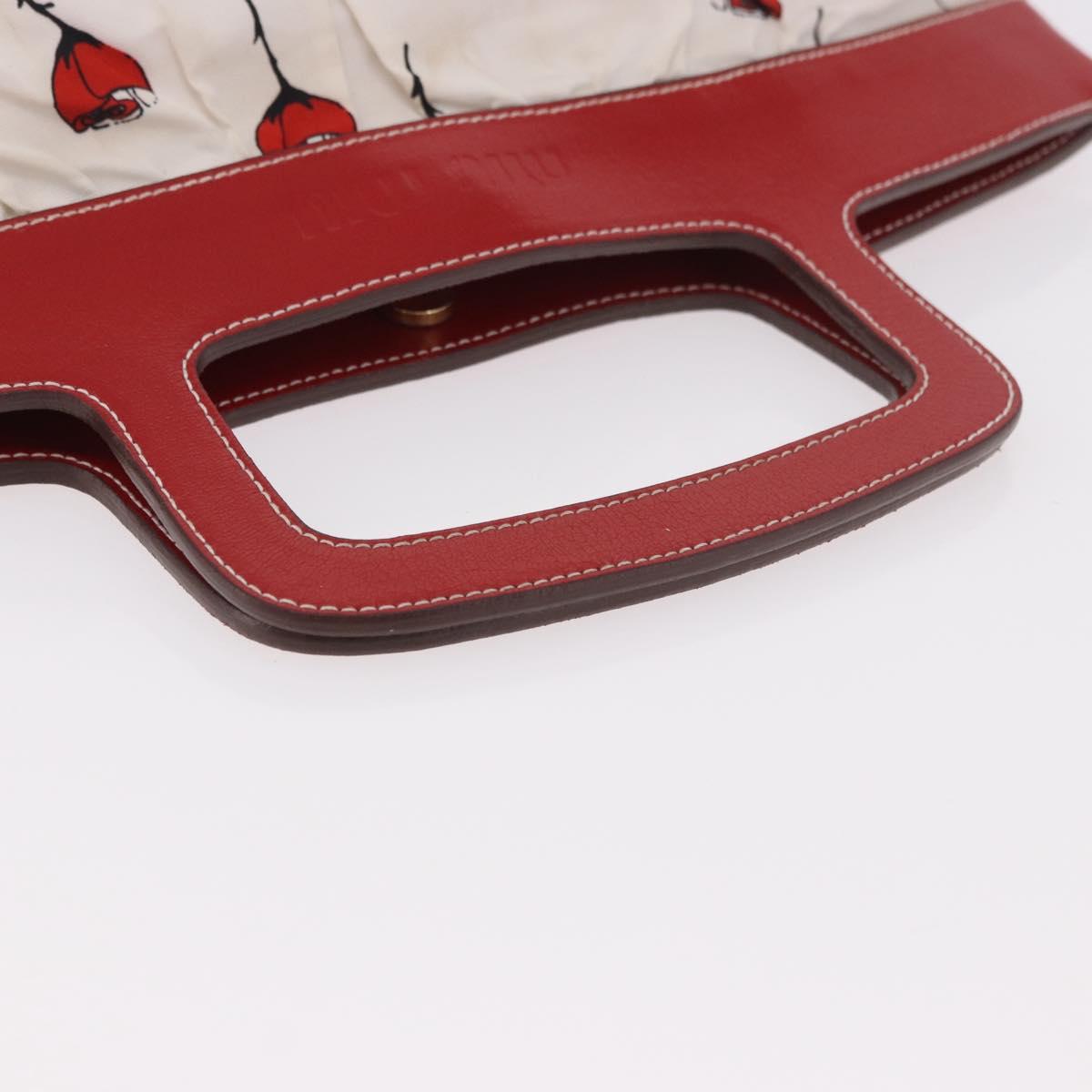Miu Miu Hand Bag Canvas White Gold Auth 189051A