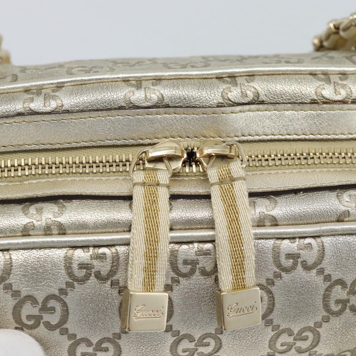 GUCCI GG Canvas Guccissima Shoulder Bag Leather Gold 152462 Auth 189052V