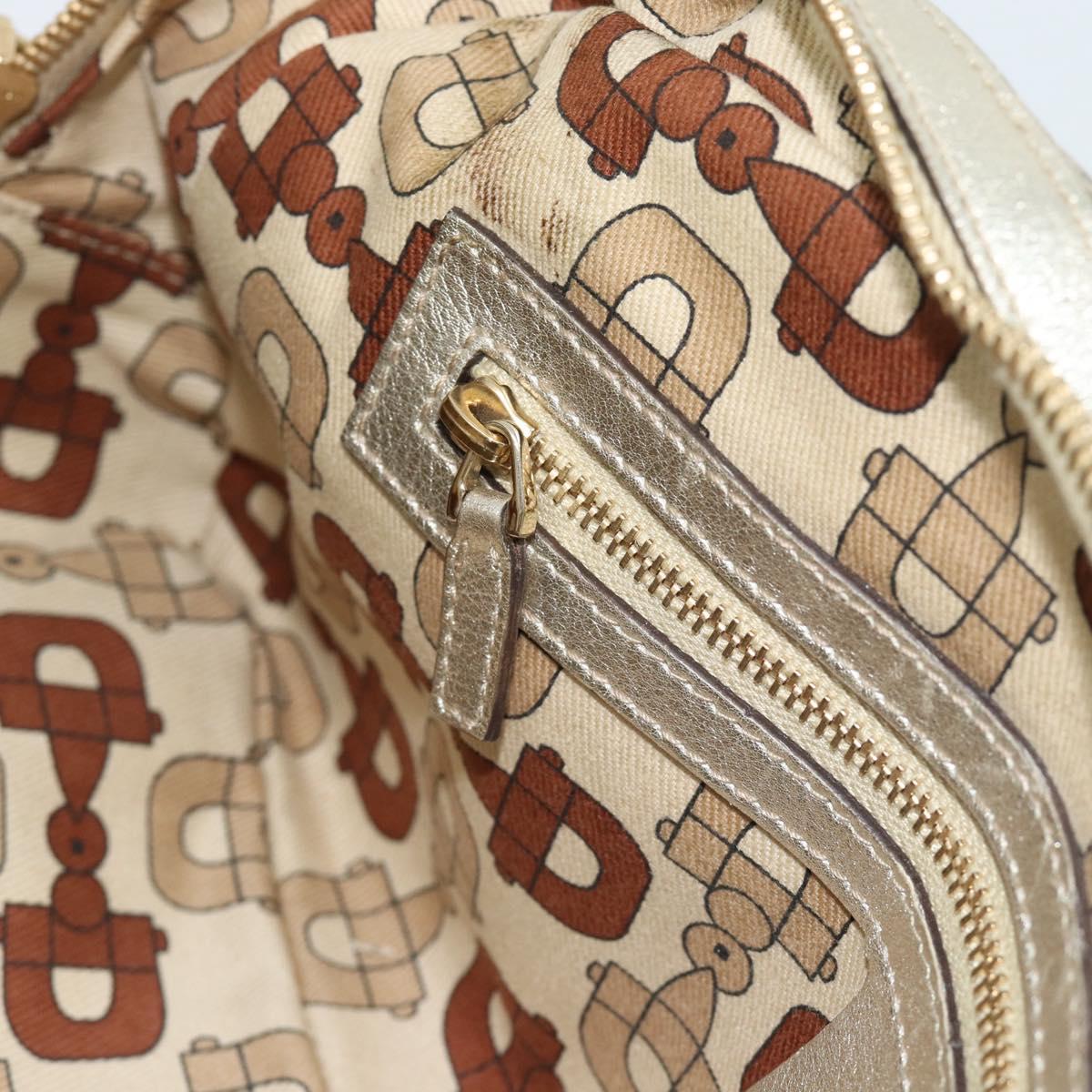 GUCCI GG Canvas Guccissima Shoulder Bag Leather Gold 152462 Auth 189052V