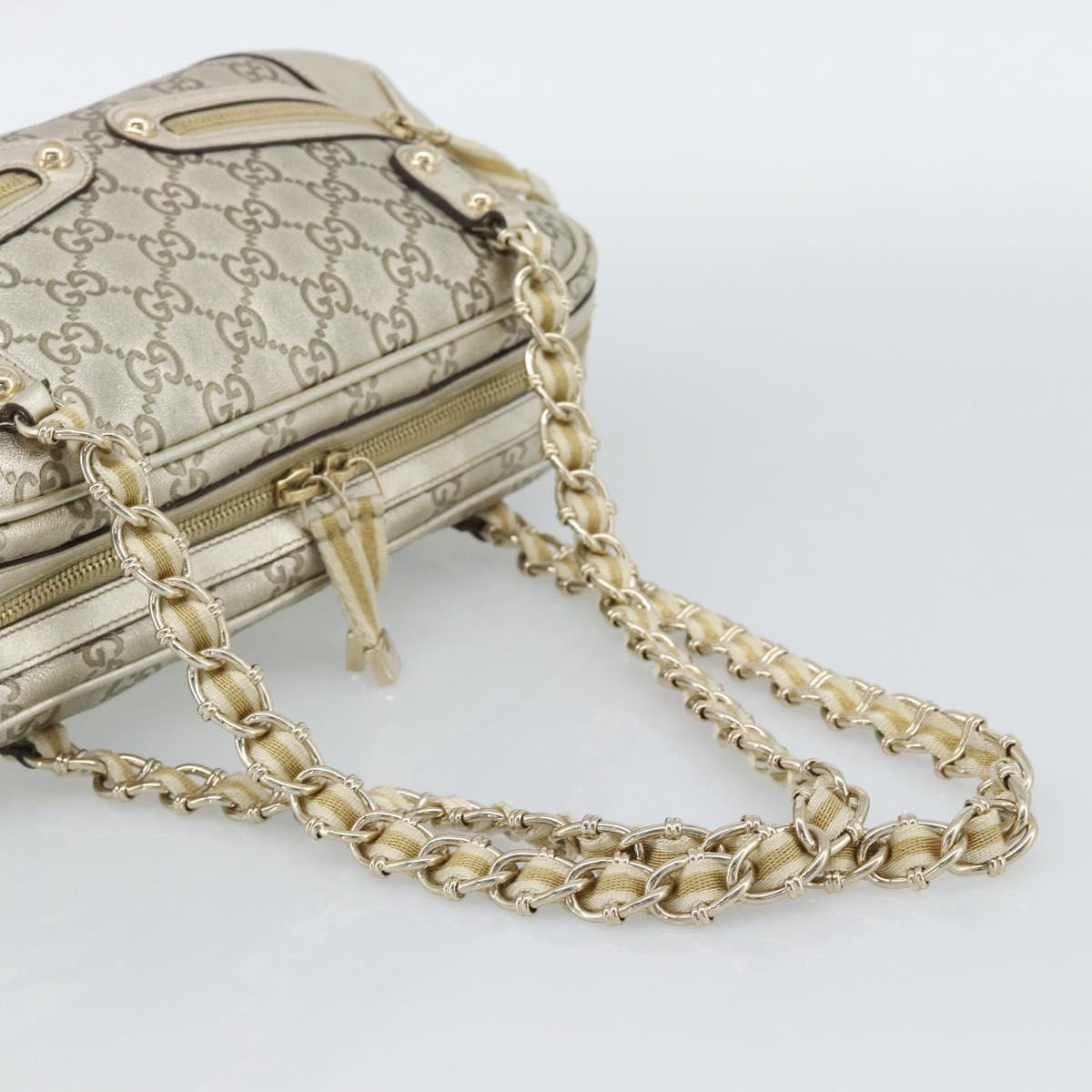 GUCCI GG Canvas Guccissima Shoulder Bag Leather Gold 152462 Auth 189052V