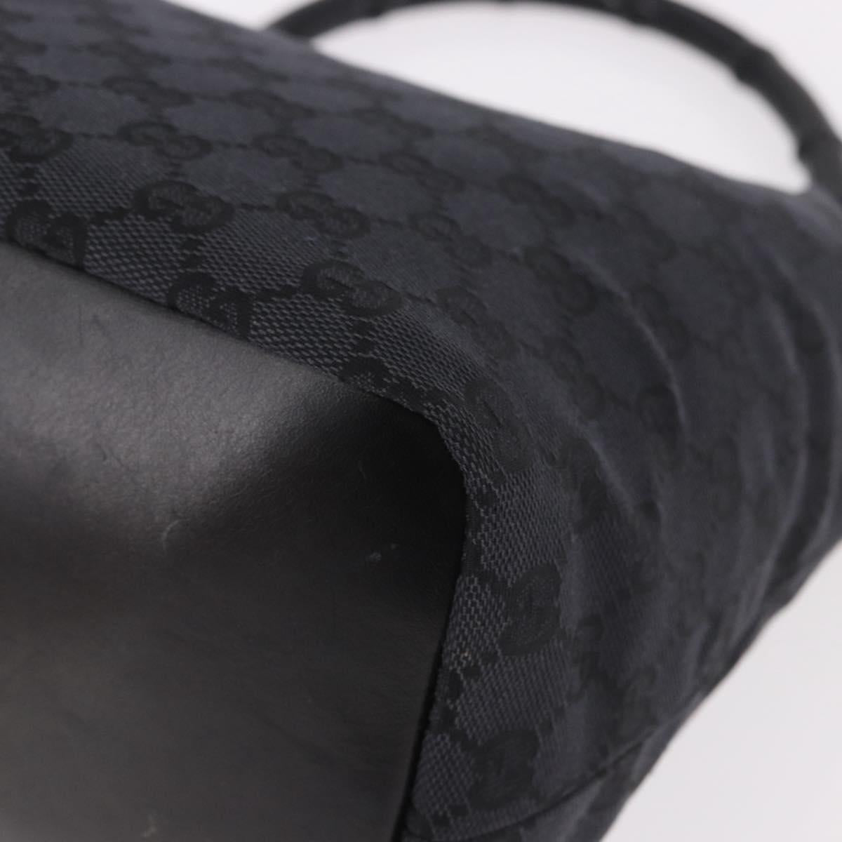 GUCCI Bamboo GG Canvas Shoulder Bag Black Silver 000 0531 Auth 189053A