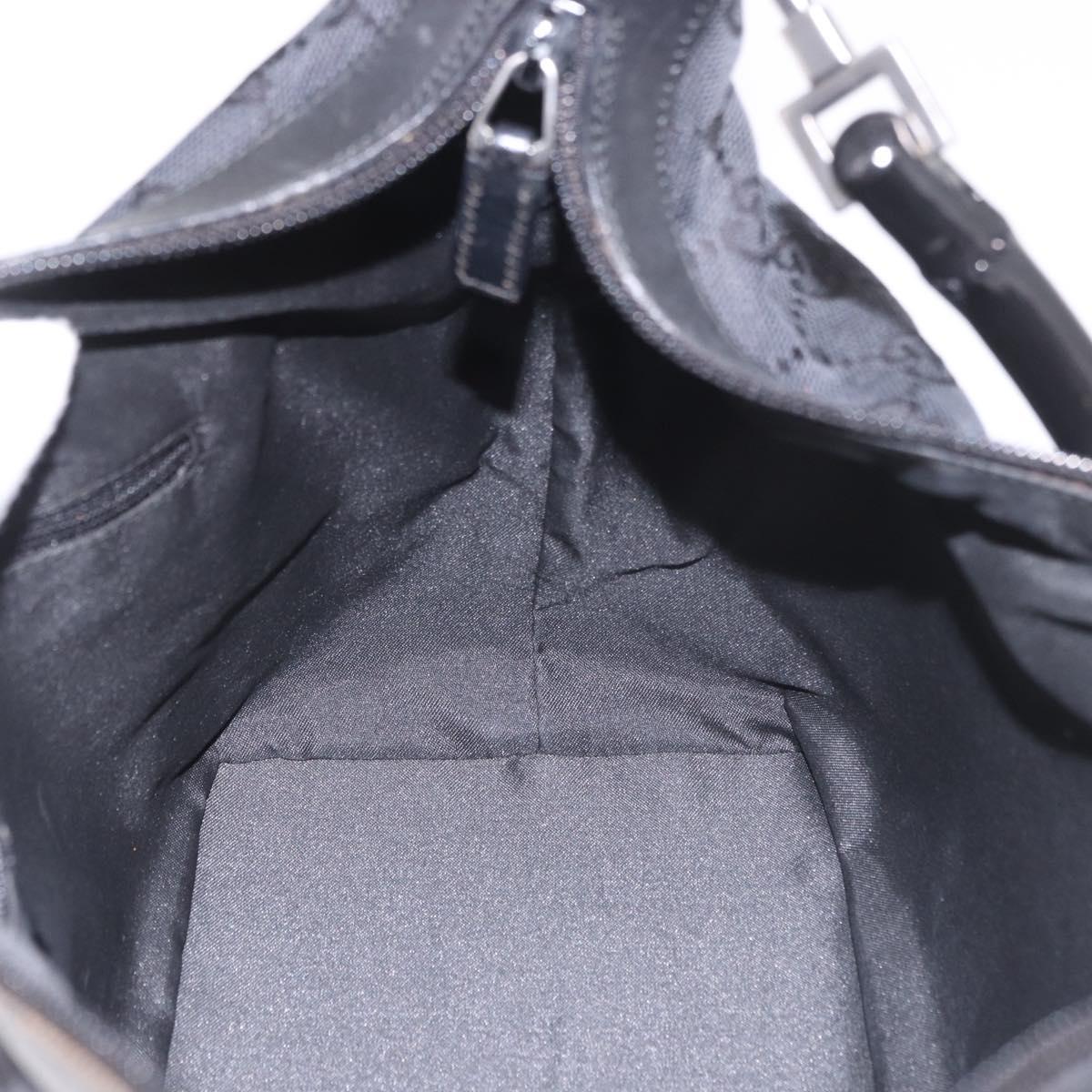 GUCCI Bamboo GG Canvas Shoulder Bag Black Silver 000 0531 Auth 189053A