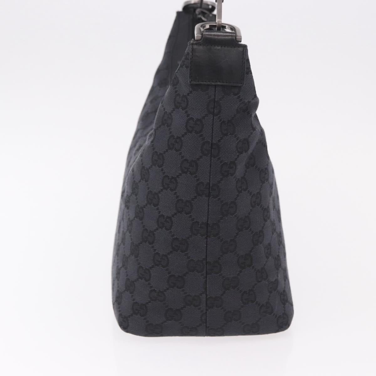 GUCCI Bamboo GG Canvas Shoulder Bag Black Silver 000 0531 Auth 189053A