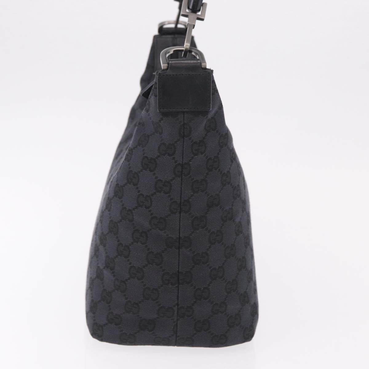 GUCCI Bamboo GG Canvas Shoulder Bag Black Silver 000 0531 Auth 189053A